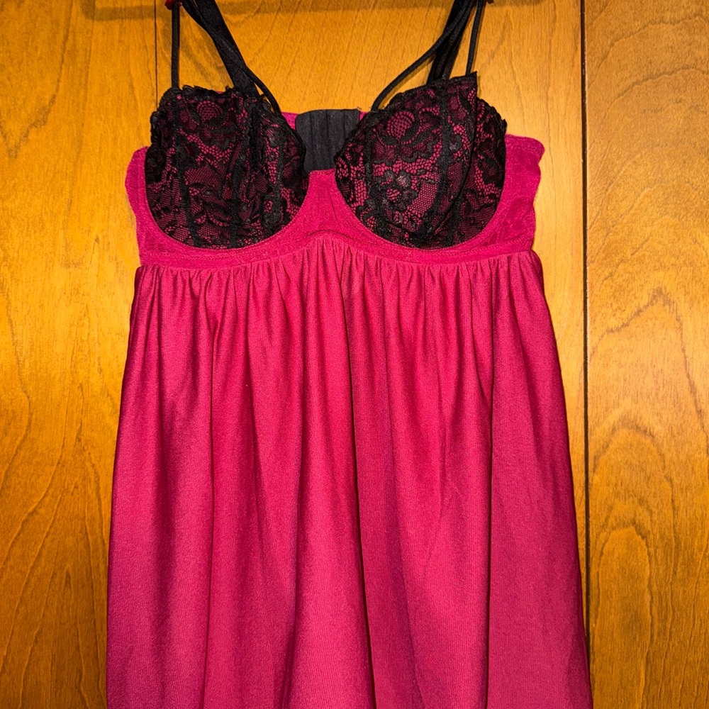 Torrid Black and Pink Lace Chemise